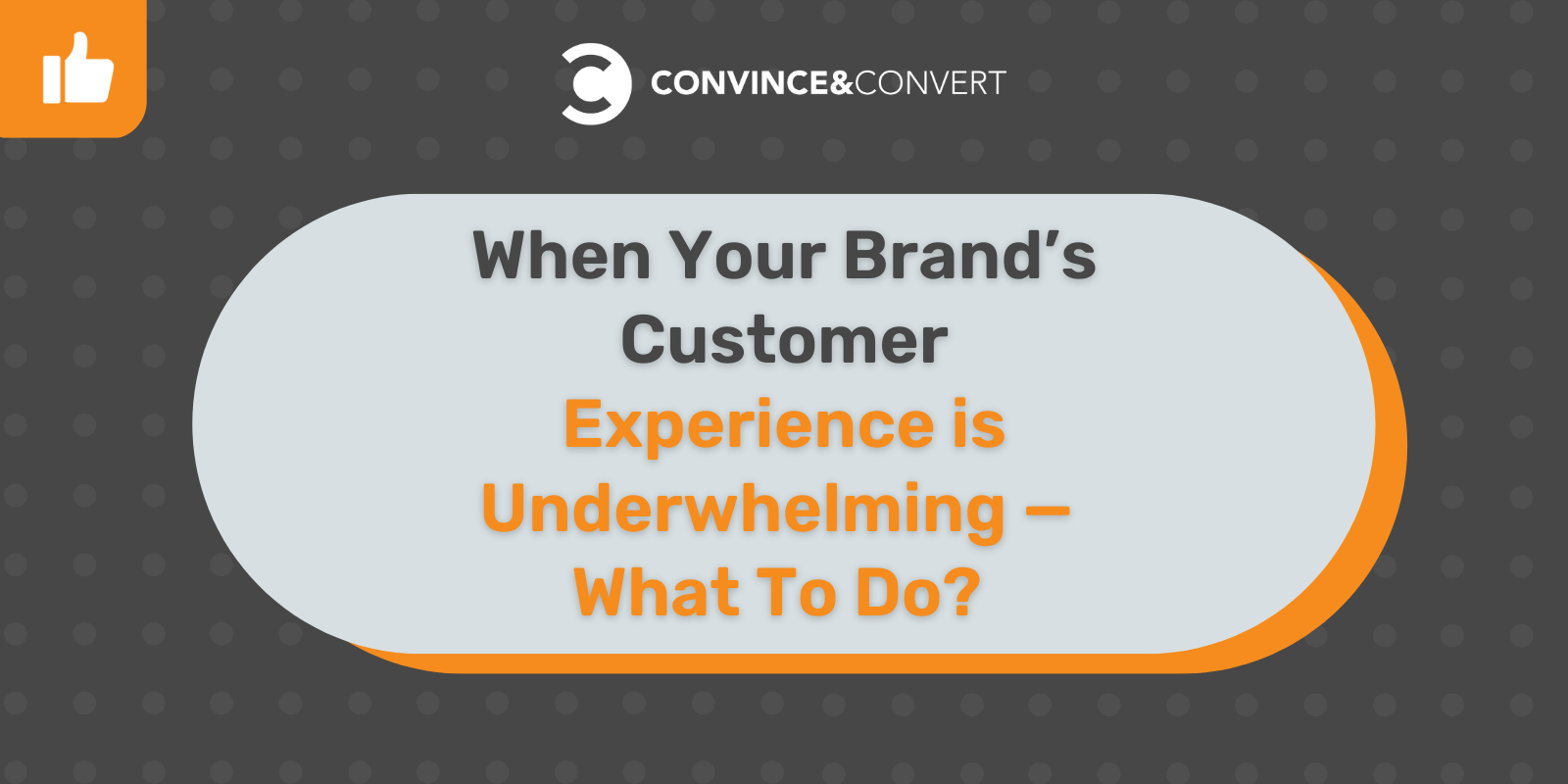 Read more about the article When Your Brand’s Customer Experience is Underwhelming —  What To Do?